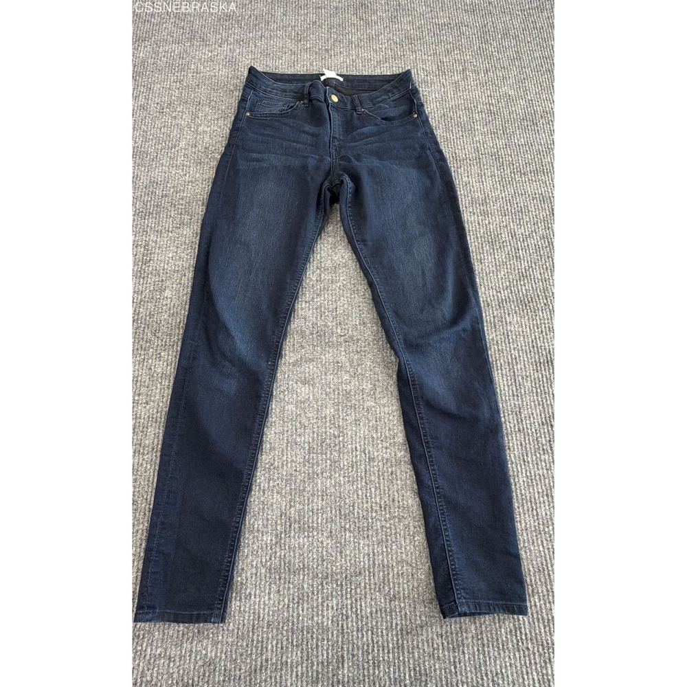 H&M Women's Dark Indigo Blue Skinny Slim High Rise Jeans Size 8
